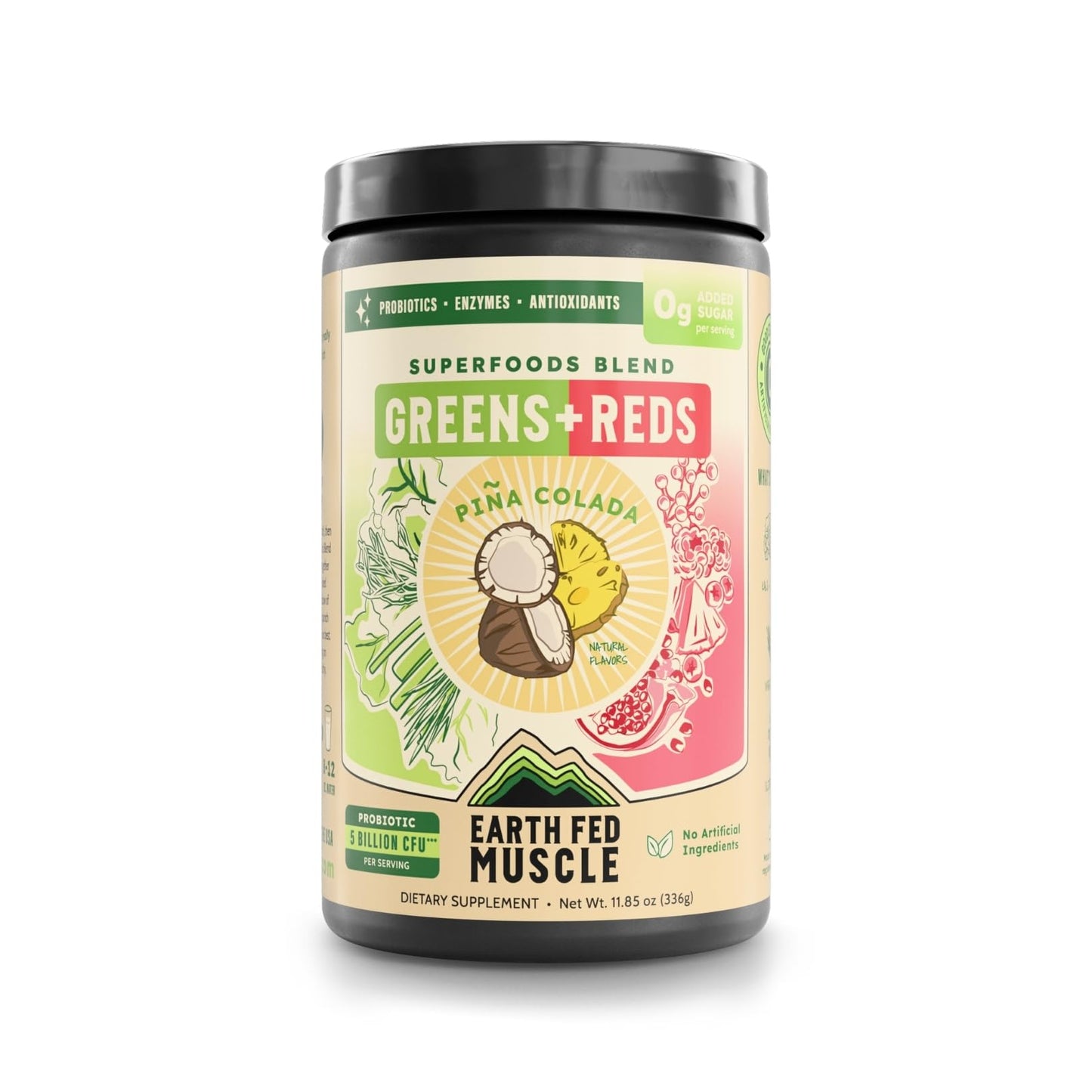 Earth Fed Muscle Greens and Reds Superfoods Blend Powder, Piña Colada, 12 Ounce