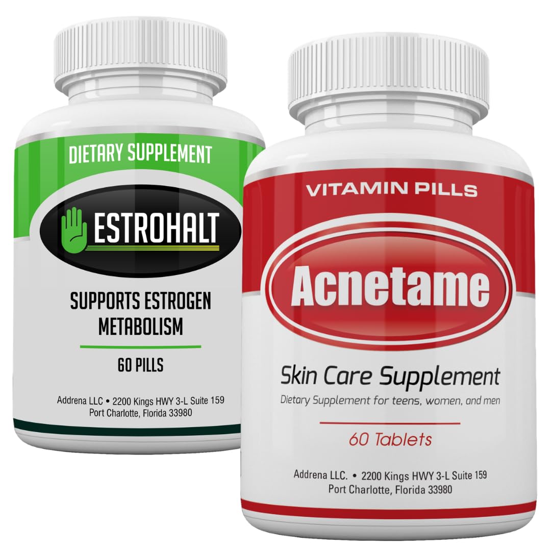 Acnetame Skin Clearing Supplement Stack and Estrohalt 120 Capsules