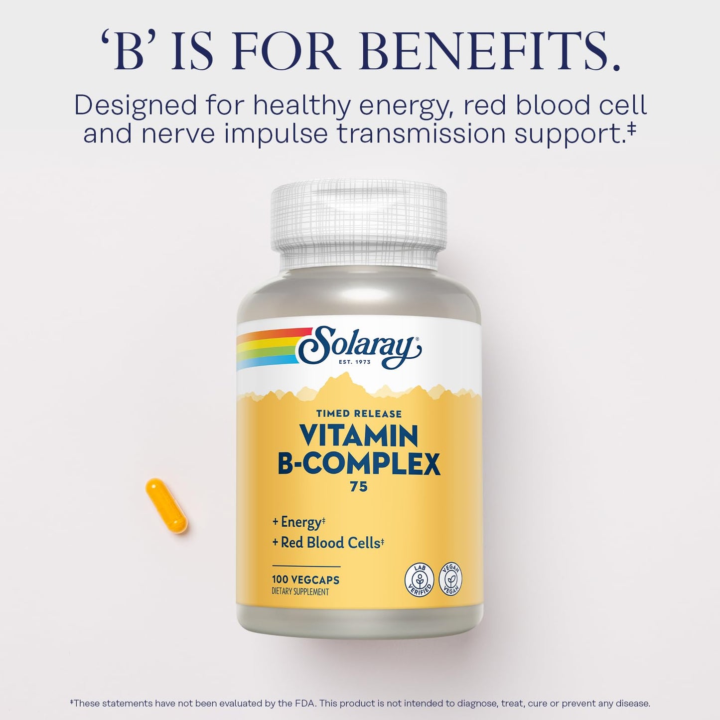 Solaray Vitamin B-Complex 75mg Two-Stage Timed-Release Capsule, 100 CT