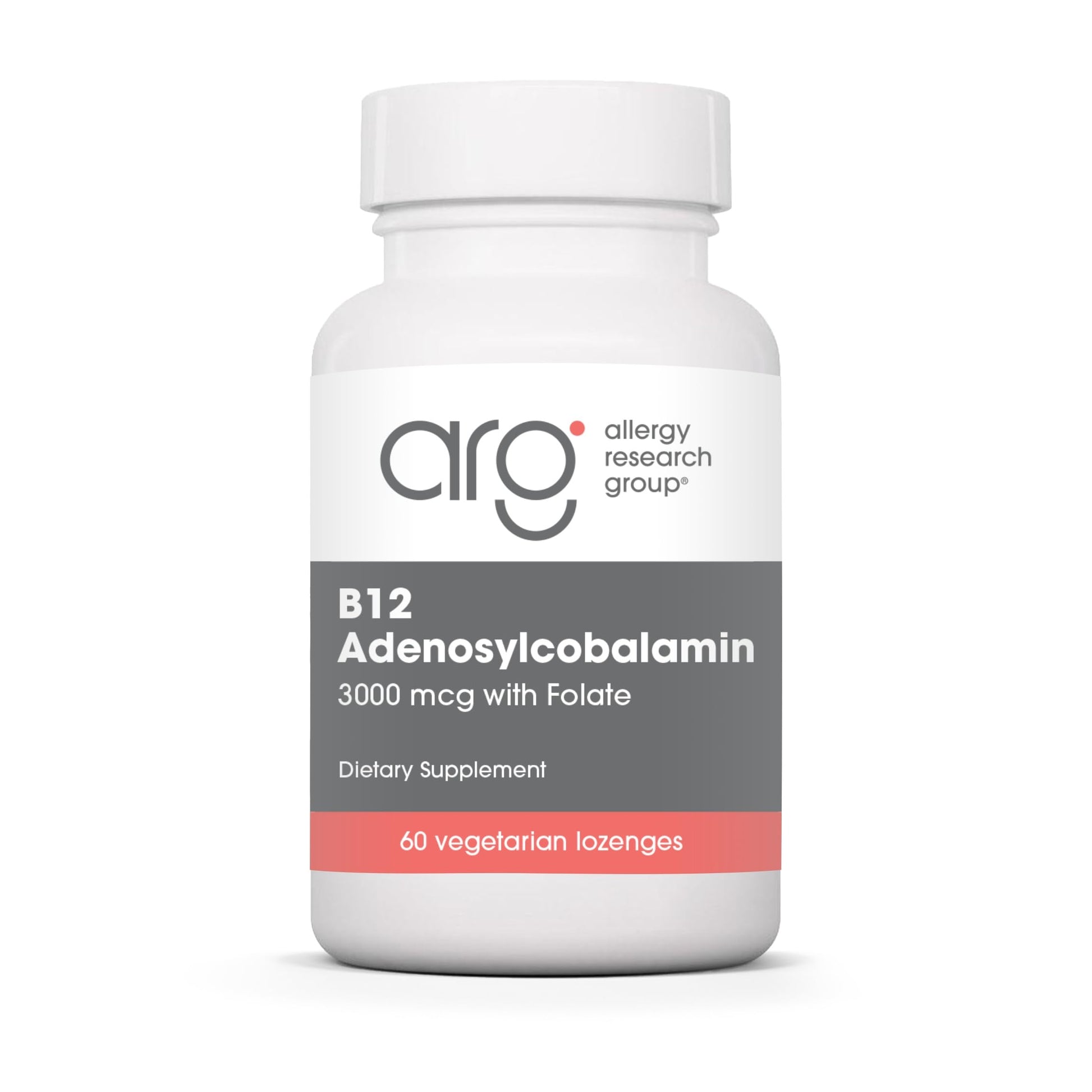 Allergy Research Group B12 Adenosylcobalamin 3000 mcg with Folate Lozenges, 60 Count