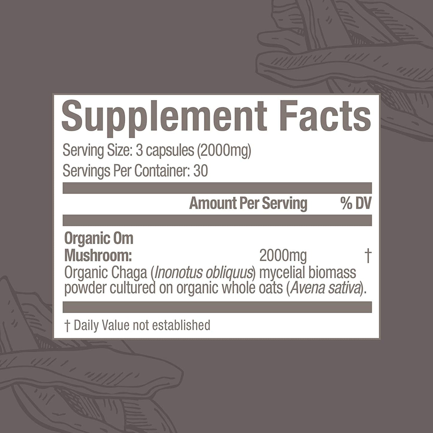 OM MUSHROOM SUPERFOOD Chaga Mushroom Capsules, 90 Capsules