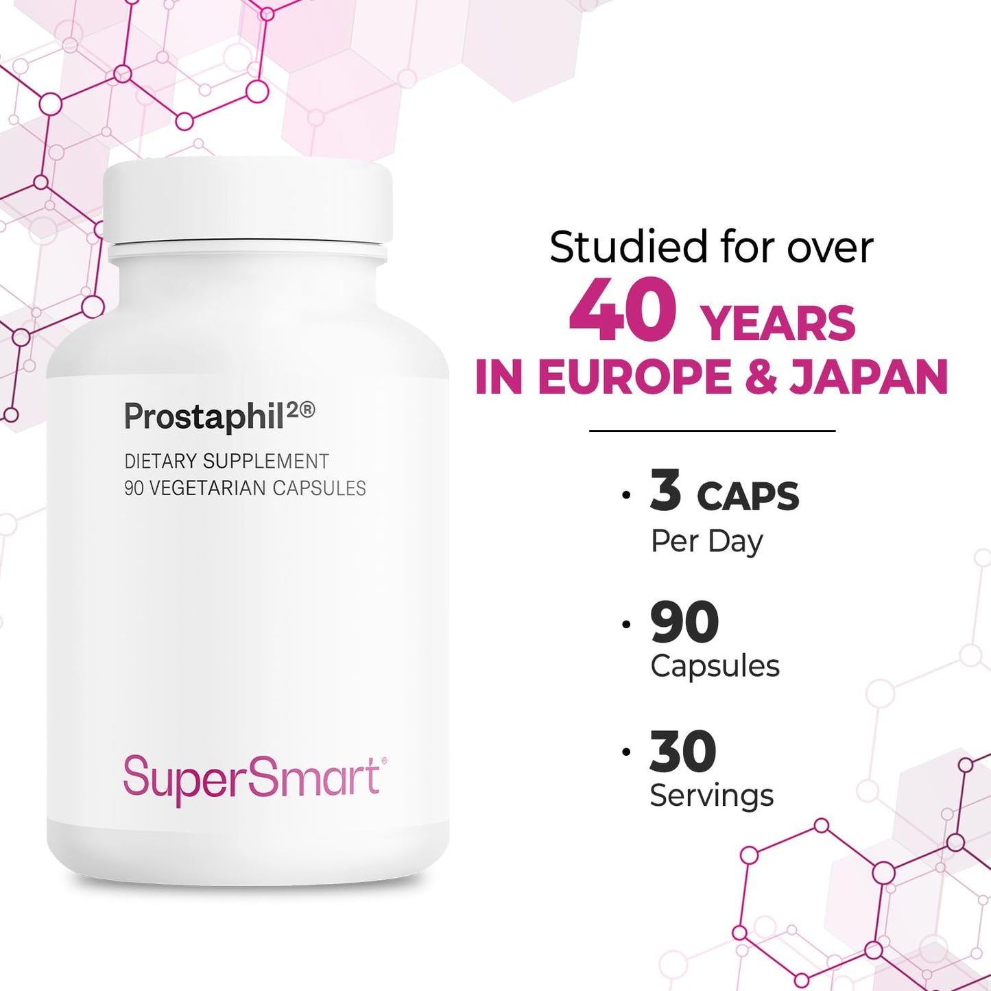 Supersmart Prostaphil2 900mg per Day Natural Grass Pollen Extract Rich in Phytosterols Beta-Sitosterol Capsule, 90 Vegetarian Capsules