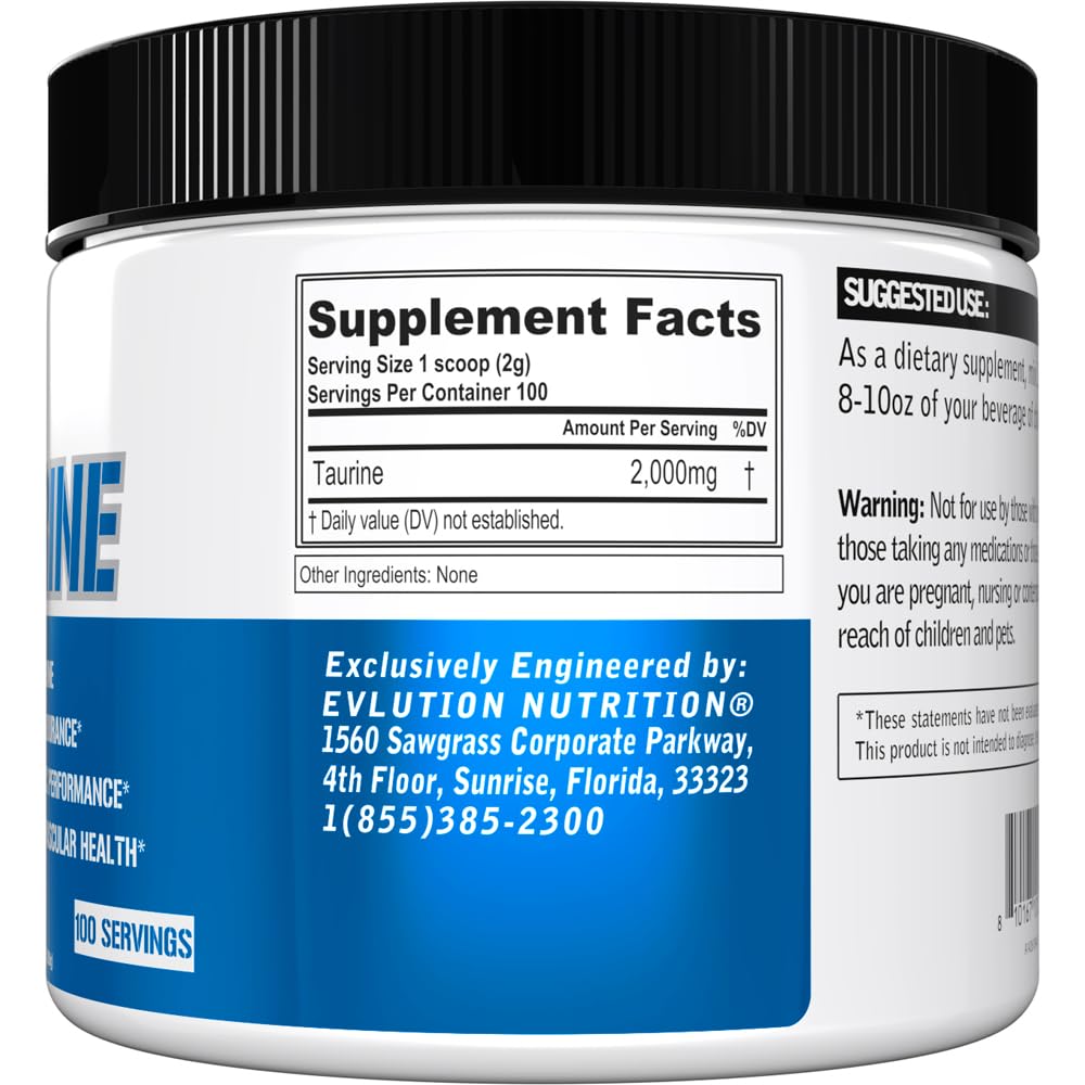 Evlution Taurine Powder 7.05 Ounce