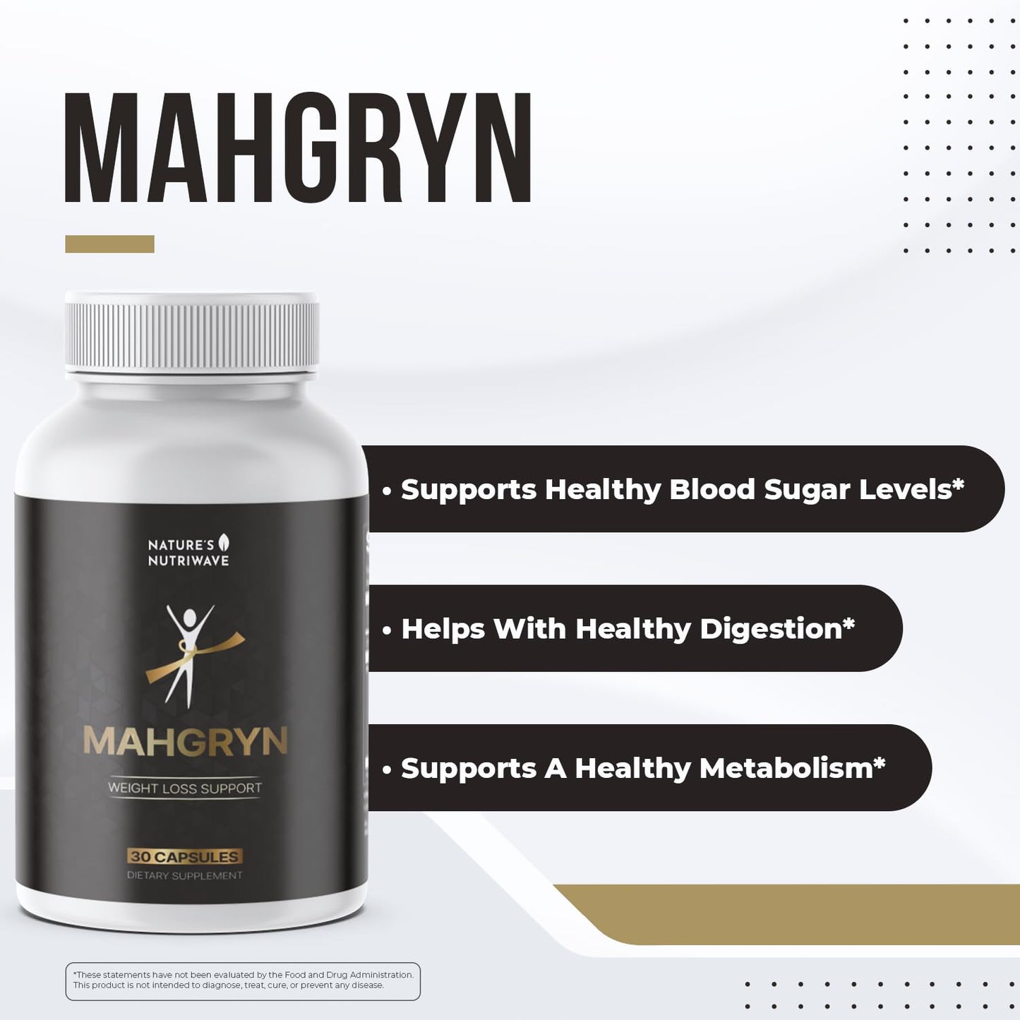 Nature’s NutriWave Mahgryn Daily Botanical & Fiber Supplement with Apple Cider Vinegar Powder, Ginger Root & Cinnamon Capsules, 30 Count