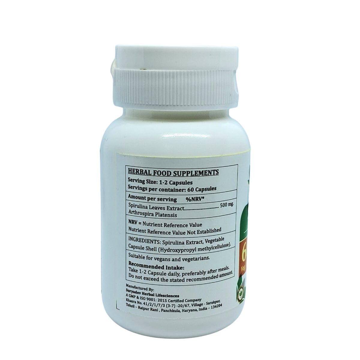 Satya Naturals Spirulina Forte 500 mg Capsule 60 Count