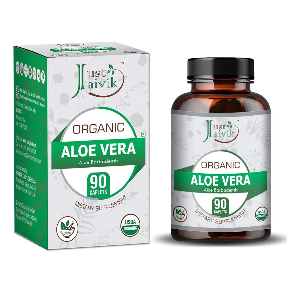 Just Jaivik Organic Aloe Vera Tablets 750 mg, 90 Count