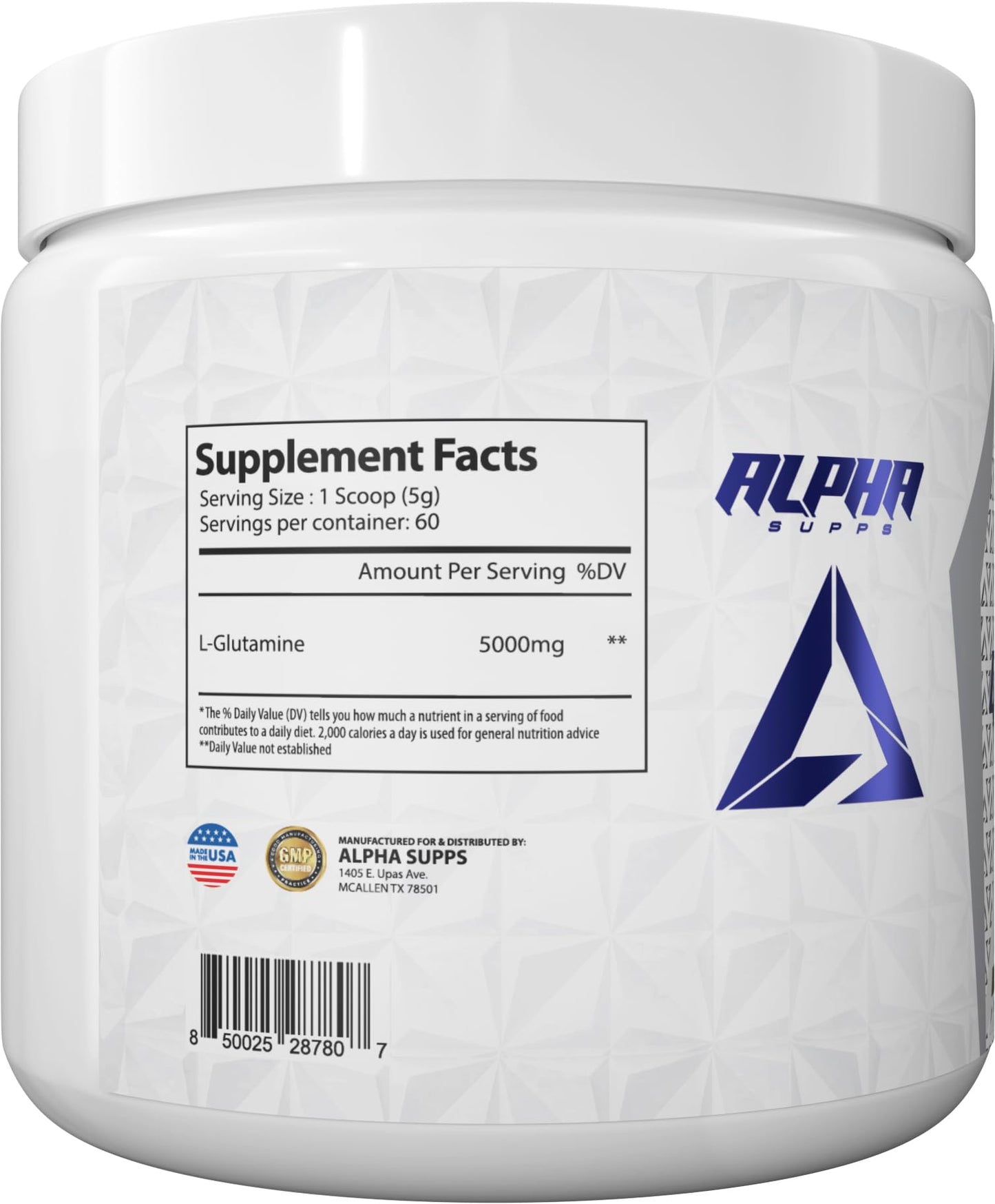 Alpha Supps Pure L-Glutamine Powder, 60 Servings