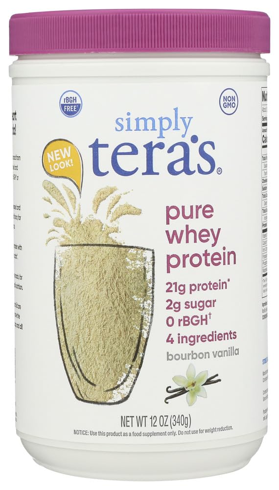 Simply Tera's Bourbon Vanilla Flavor Pure Whey Protein Powder, Lactose Free, 12 Ounces