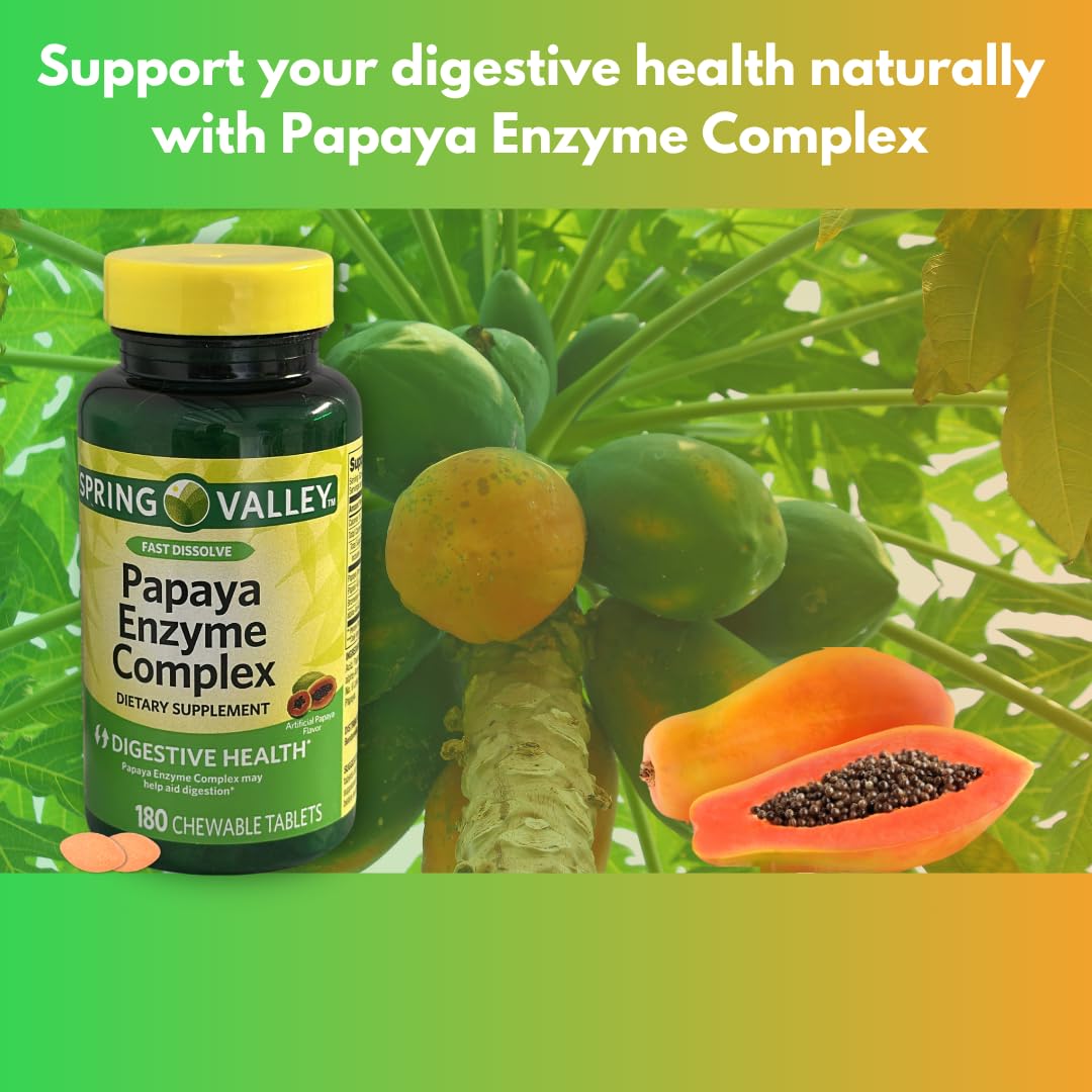 FUSION SHOP STORE Papaya Enzyme Chewable Tablets Complex, 180 Tablets