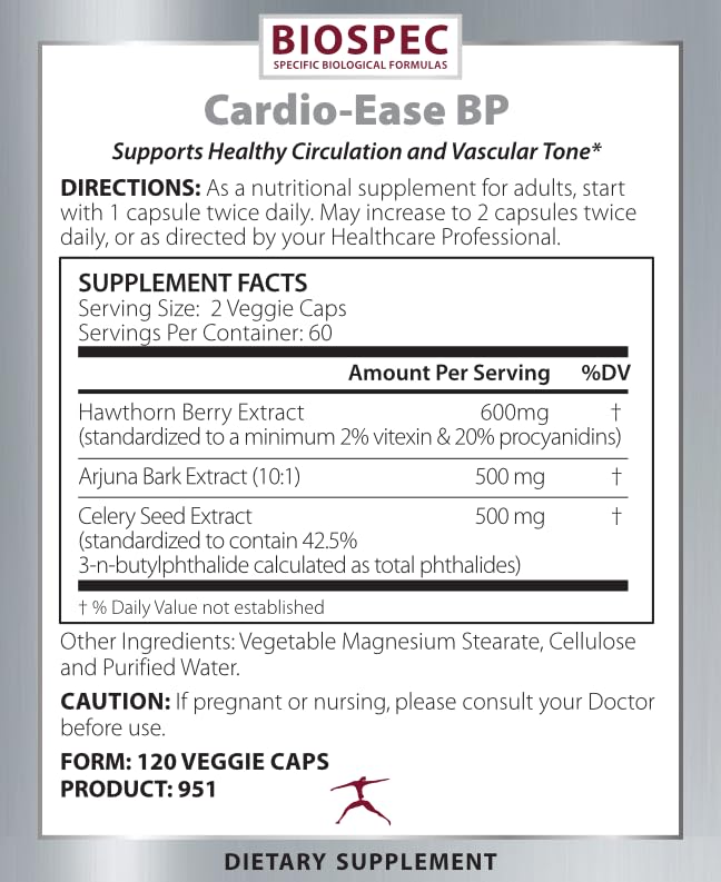 BIOSPEC NUTRITIONALS Cardio-Ease BP Support Circulation and Cardiovascular System Capsules 120