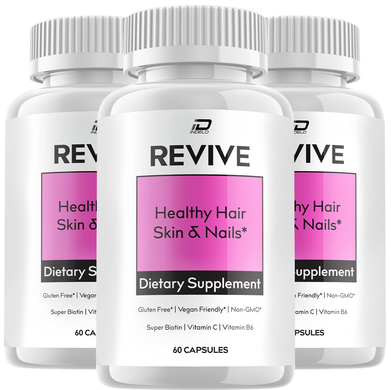 Indelo Revive Healthy Hair Skin and Nails Capsules, 180 Count