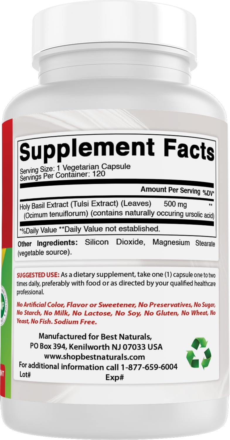 Best Naturals Holy Basil Extract 500 mg 240 Capsules