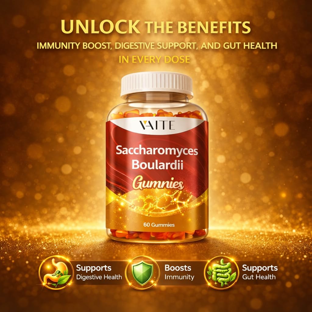 VAITE Saccharomyces boulardii Probiotics 500mg Gummies, 60 Count