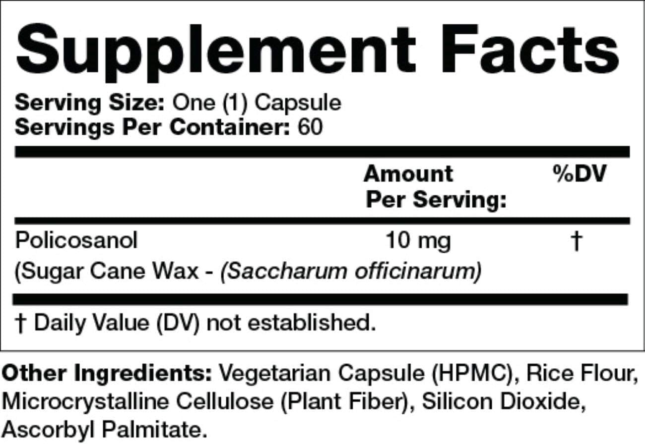 Olympian Labs Policosanol 10mg Vegetarian Capsules, 60 Count