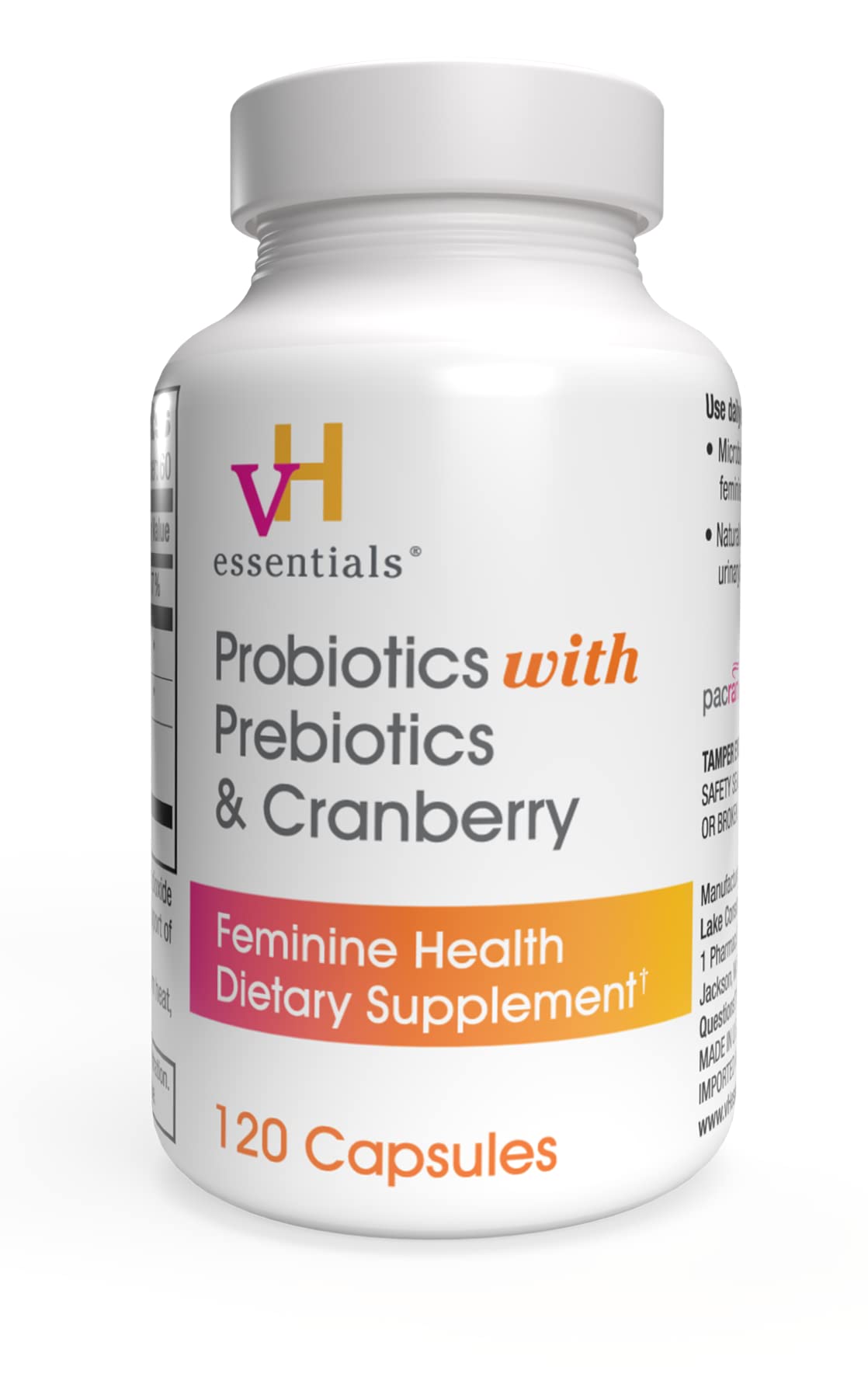 vH essentials Probiotics for Women with Prebiotics, Cranberry & Vitamin C, 120 Capsules