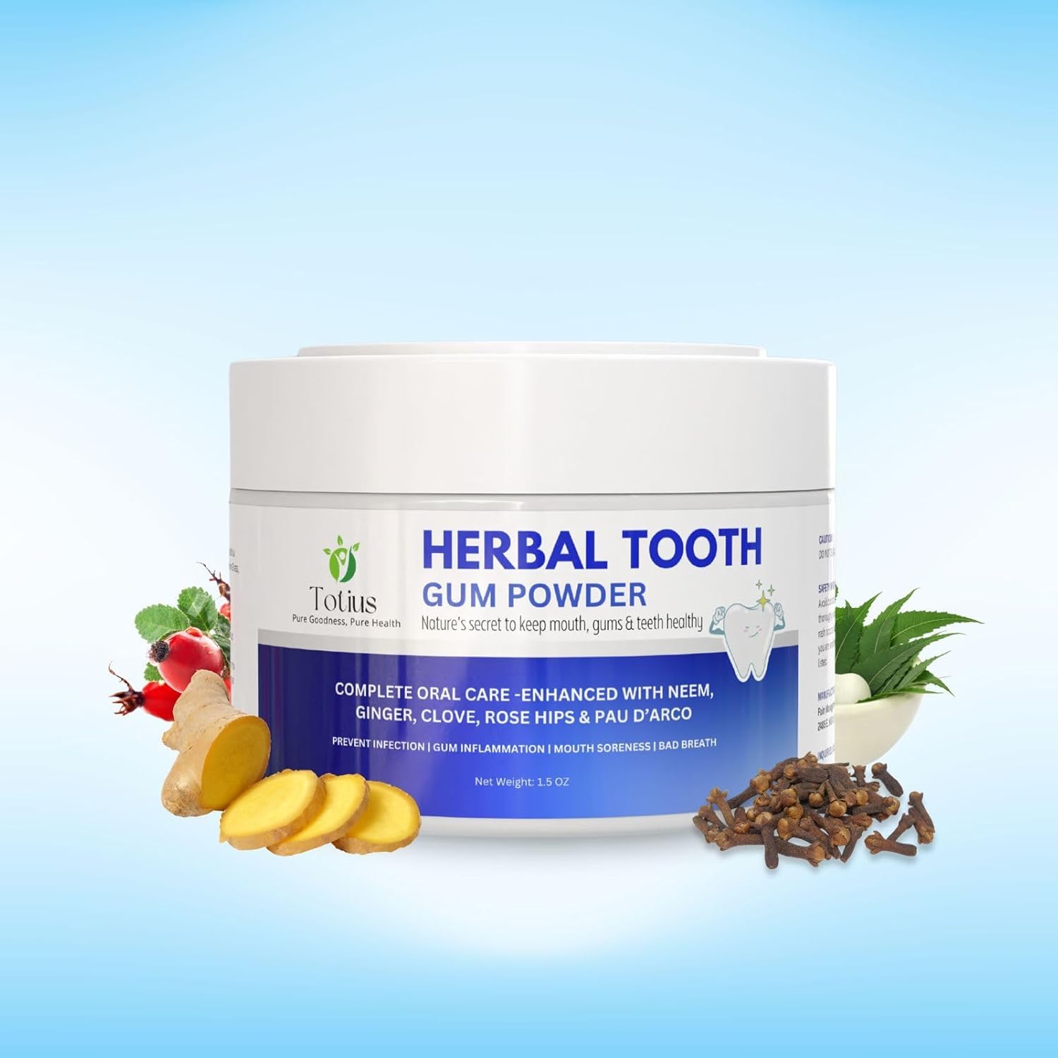 TOTIUS Herbal Tooth Gum Powder, 1 Ounce (Pack of 1)