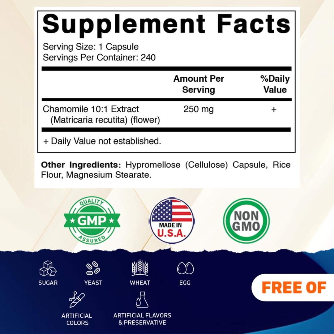 Vitamatic Chamomile 250 mg Capsules 240 Count