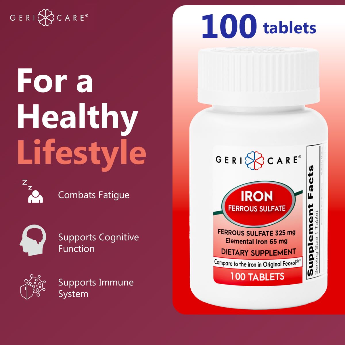 GeriCare Ferrous Sulfate Tablets 200 Tablets