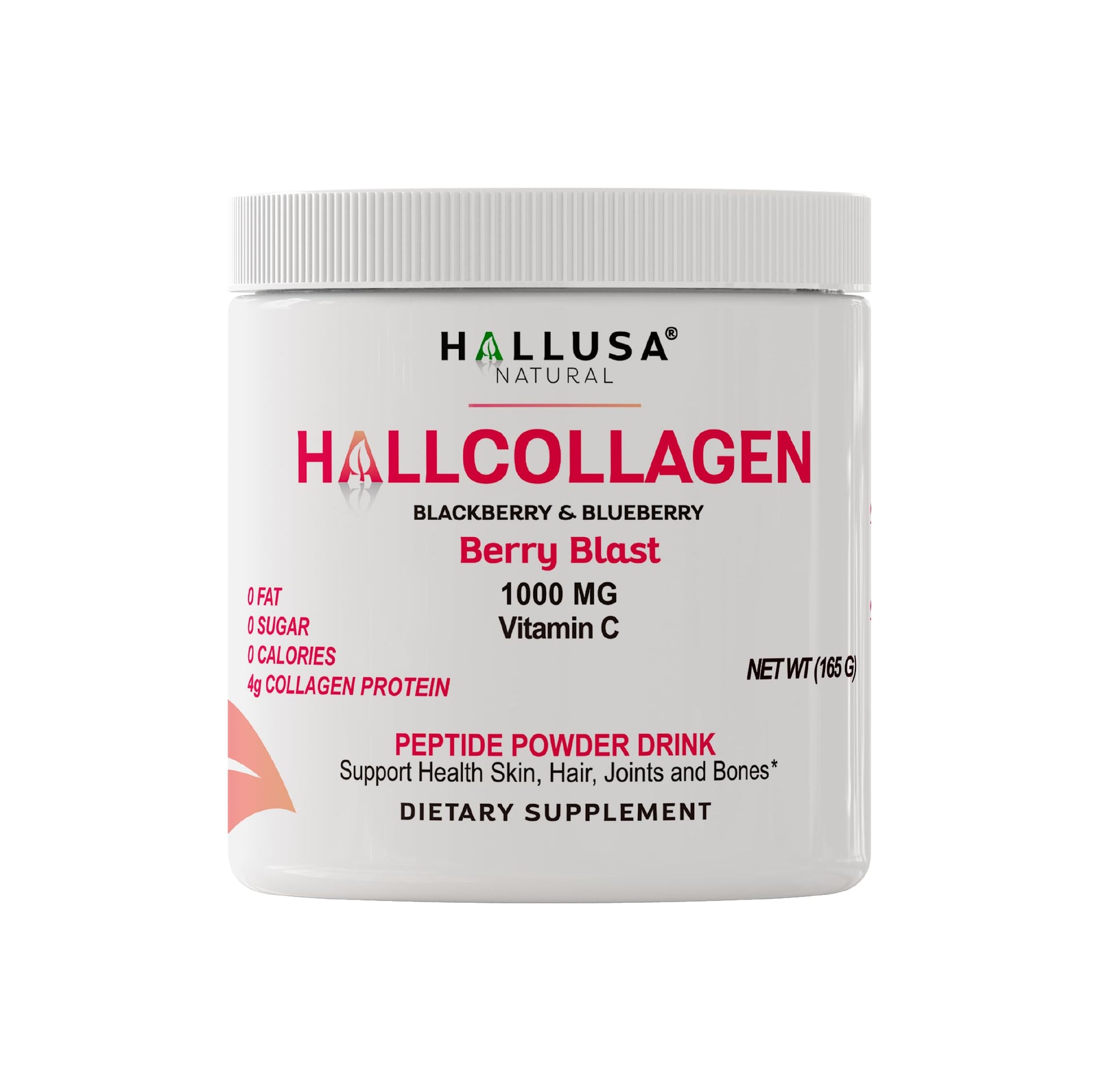 Hallusa Natural HallCollagen Collagen Peptides + Vitamin C Berry Blast Flavor, 5.82 oz Powder