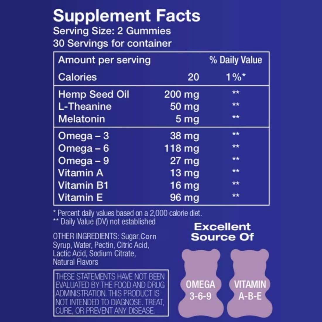 HEMPWAY Hemp Sleep Gummies Triple Action 60 Gummies