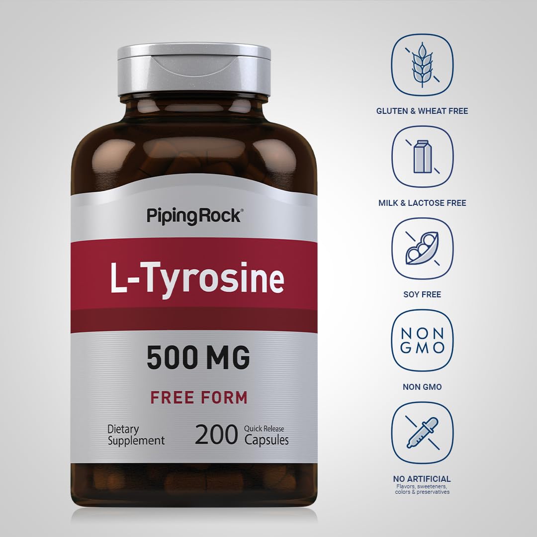 Piping Rock L-Tyrosine 500mg Capsules, 200 Count
