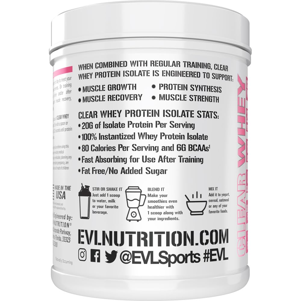 Evlution Clear Whey Protein Isolate Powder 17.6 oz Pink Lemonade