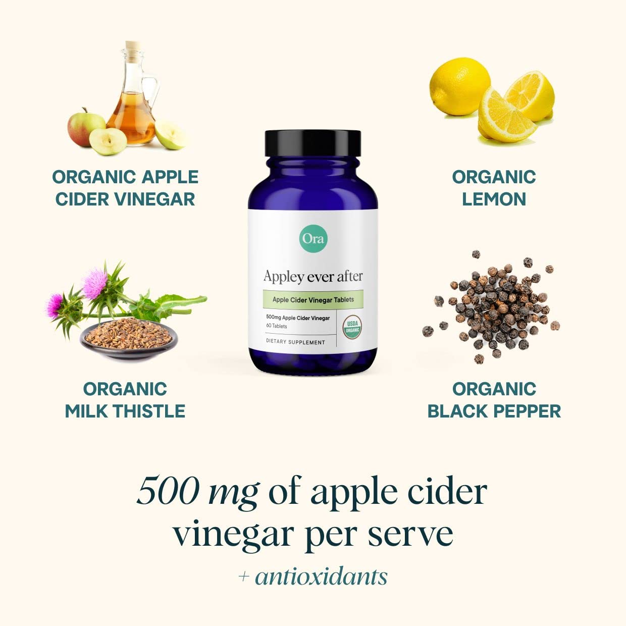 Ora Organic Apple Cider Vinegar Tablets 60 Count