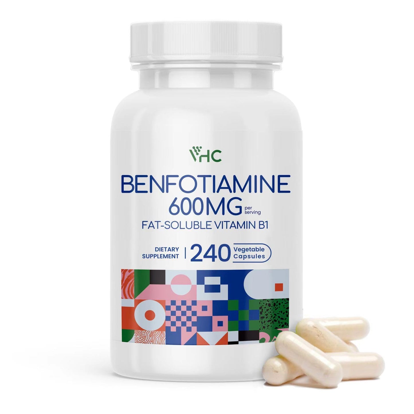 VHC Vitamin B1 Benfotiamine 600mg Supplement- 5X Time Fat-Soluble Thiamine Vitamin B1- Max Boost Bioavailable Thiamine B1 Levels Veggie Capsules, 240 Capsules