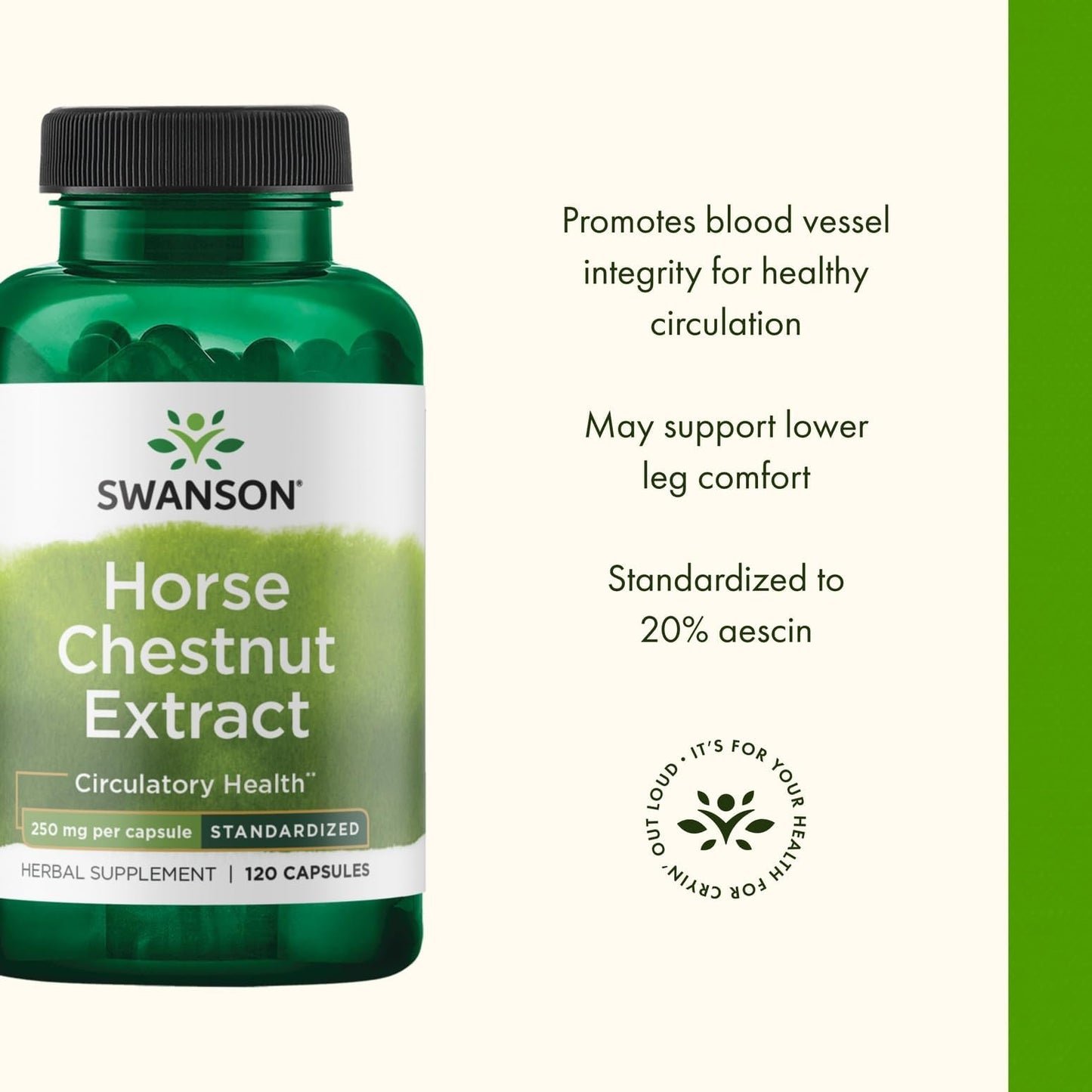 Swanson Horse Chestnut 22% Aescin (Standardized) 250 Milligrams Capsules 240