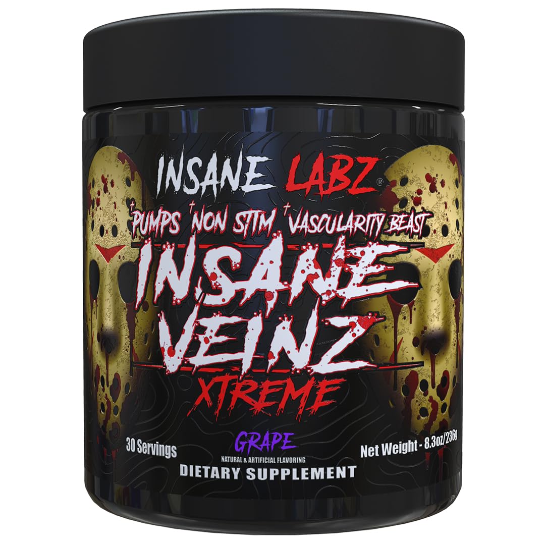 Insane Labz Insane Veinz Xtreme Non Stimulant NO Enhancing Powder, 8.3 Ounce