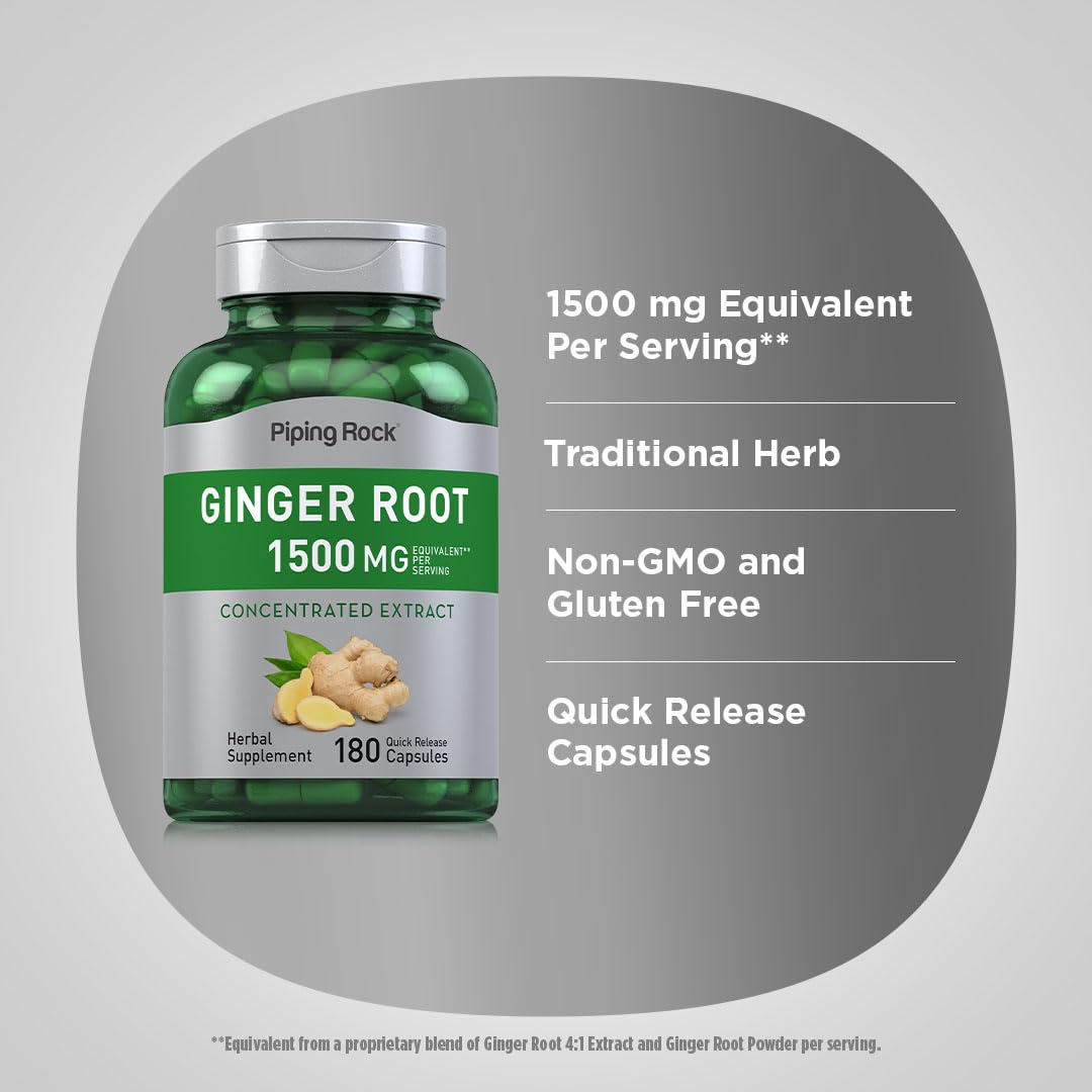 Piping Rock Ginger Root Extract Supplement Capsules 180