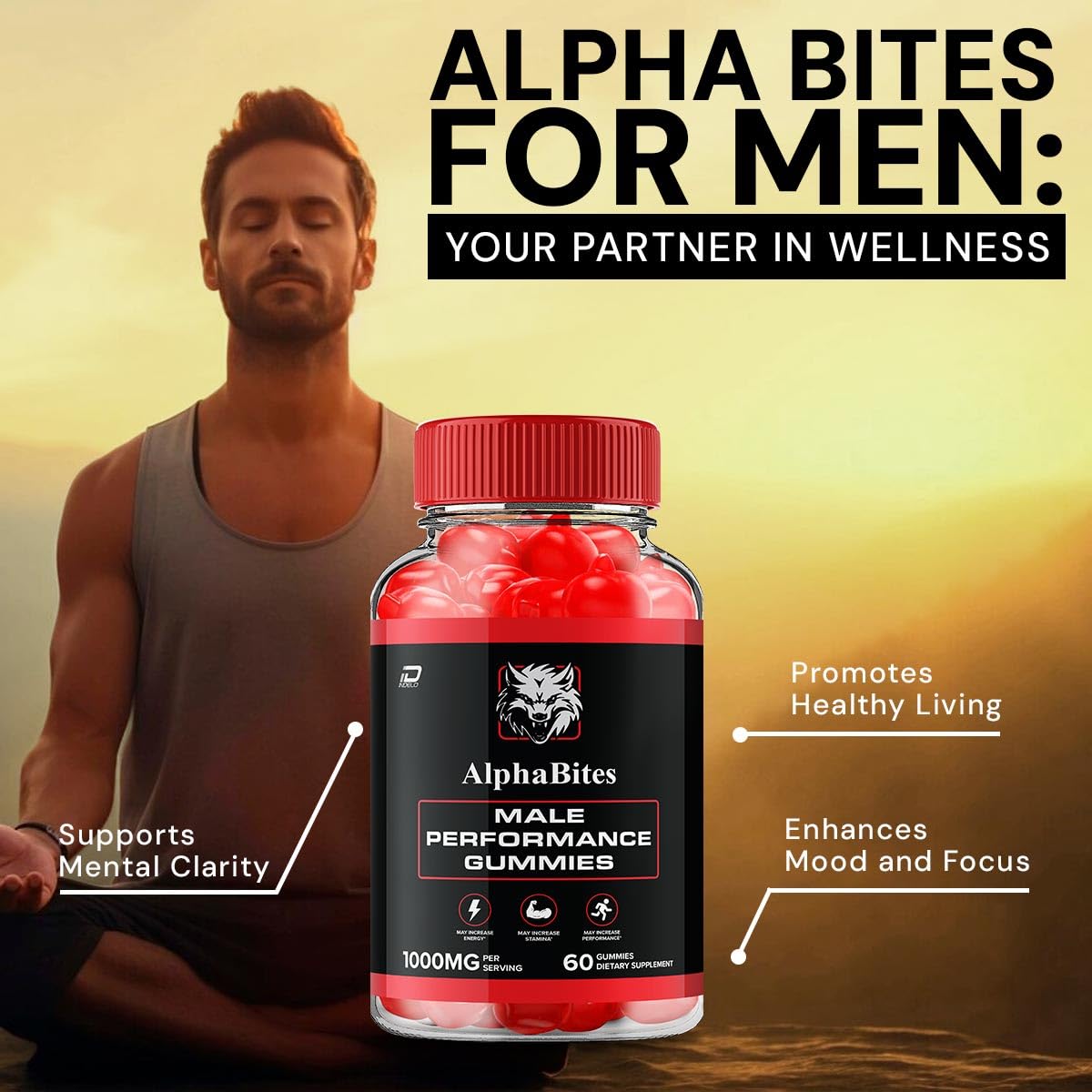 Indelo Alpha Bites for Men Gummies 180 Gummies