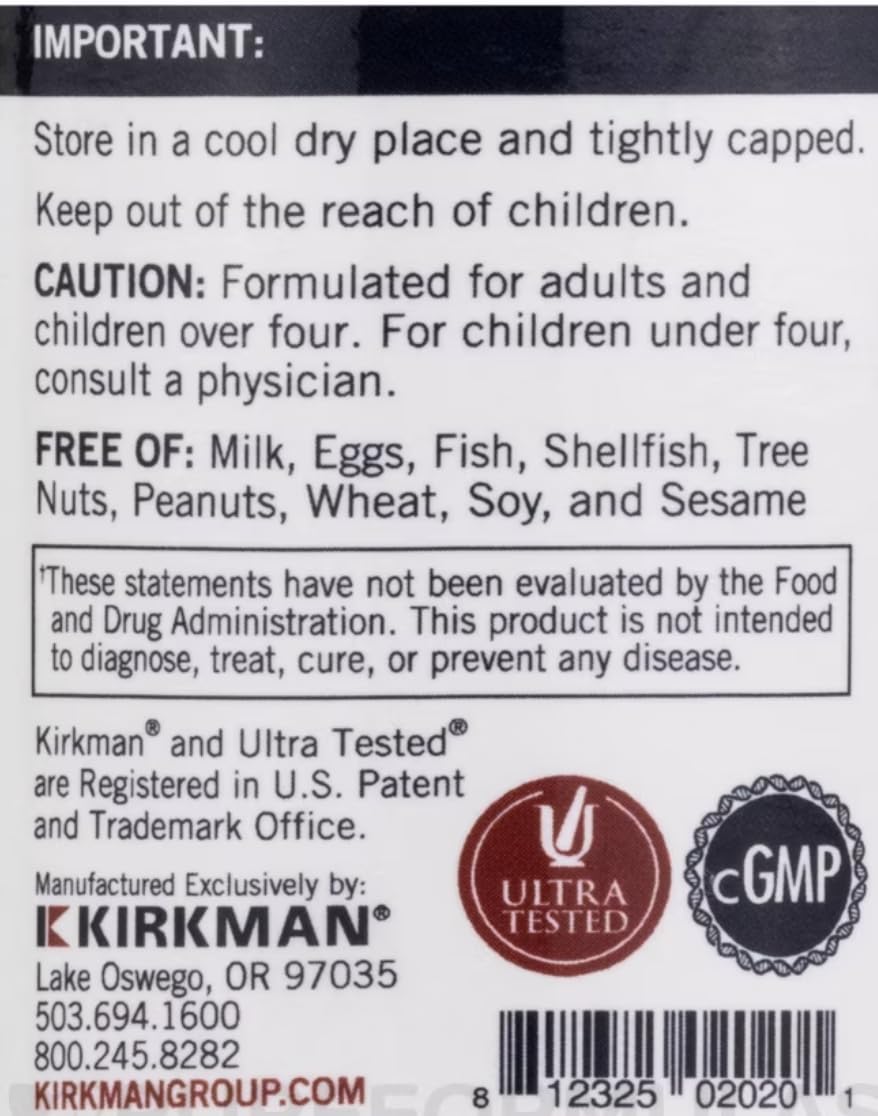 Kirkman Vitamin E 100 IU Hypoallergenic 100 Vegetarian Capsules Gluten Free Casein Free Soy Free