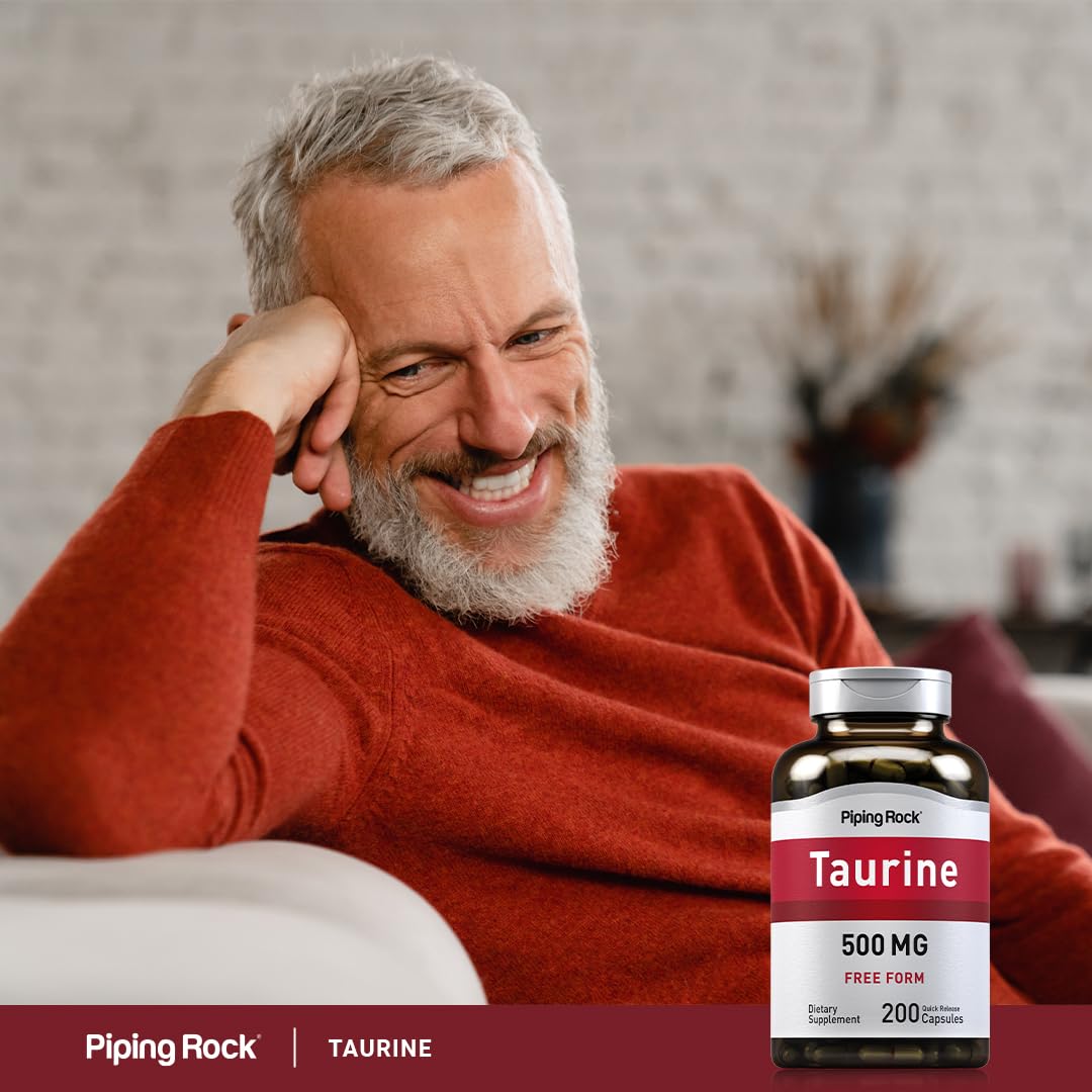 Piping Rock Taurine Supplement 500mg Capsule, 200 Capsules