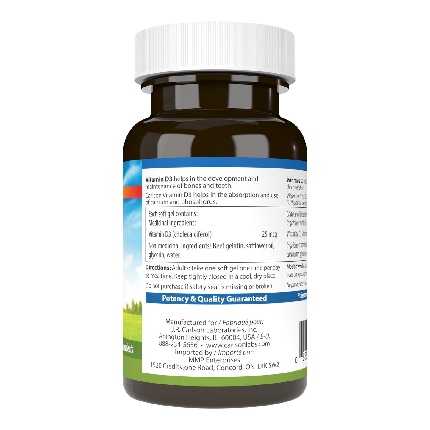 Carlson Vitamin D3 1000 IU Softgels, 100 Count