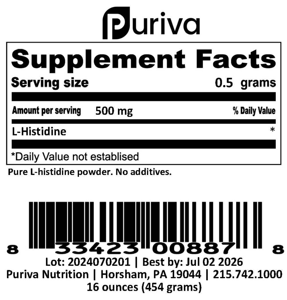 Puriva Nutrition L-Histidine Powder 16