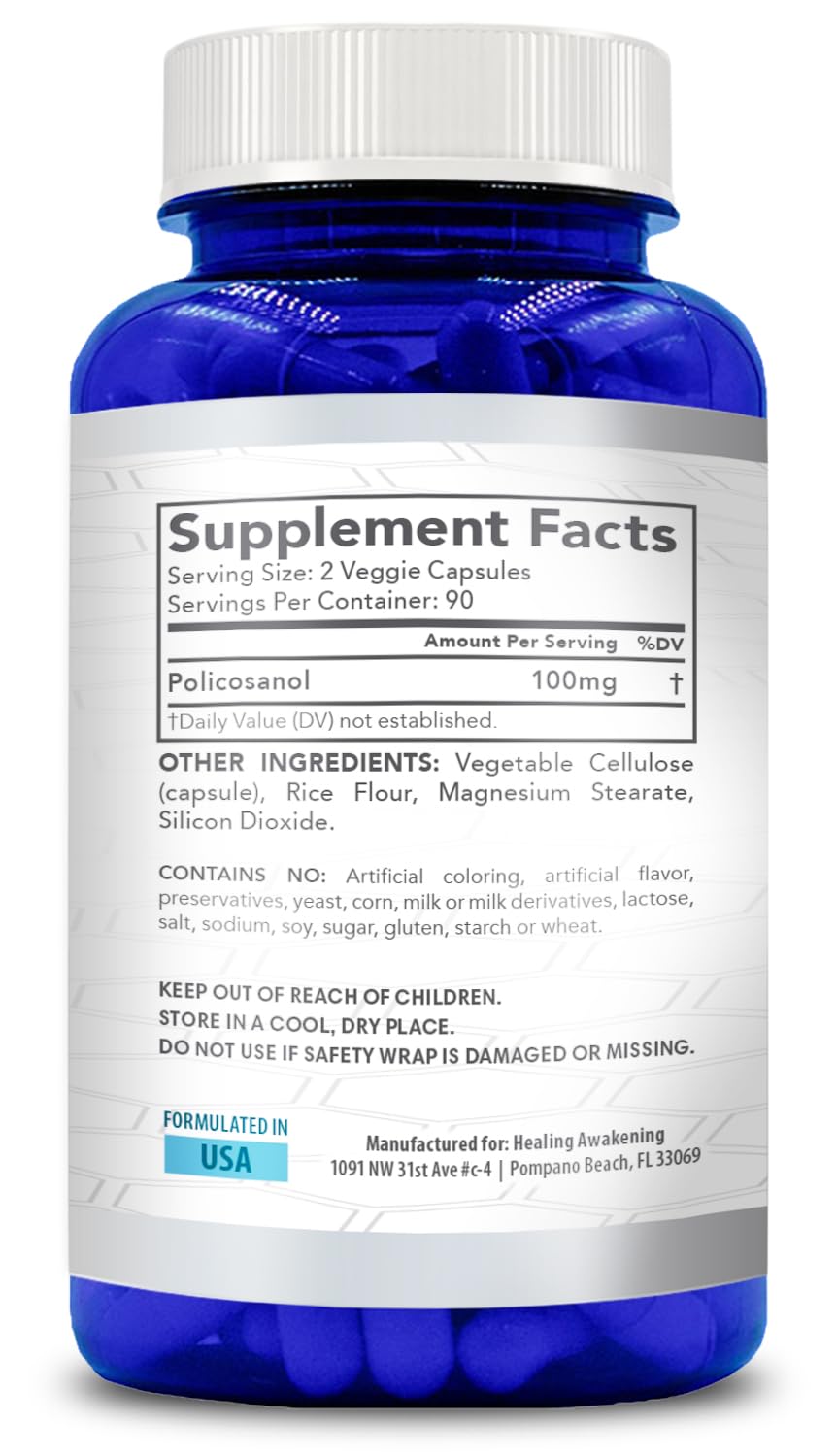 Healing Awakening Policosanol 100mg Capsule, 180 Count