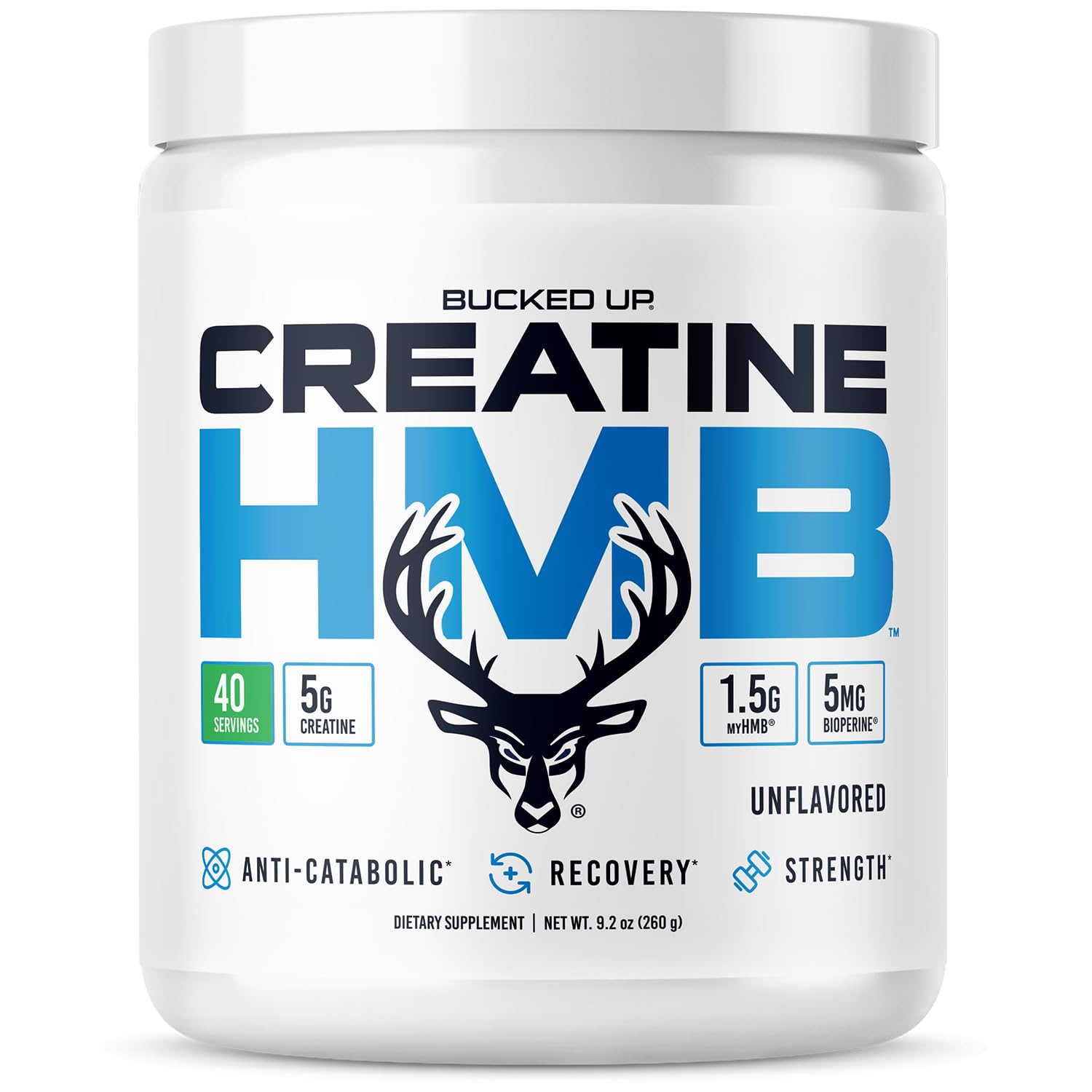 Bucked Up Creatine HMB Unflavored Powder 9.2 Ounce
