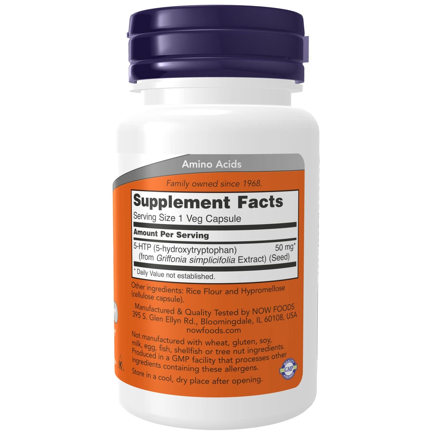 NOW Foods 5-HTP 50 mg Veg Capsules, 180 Count