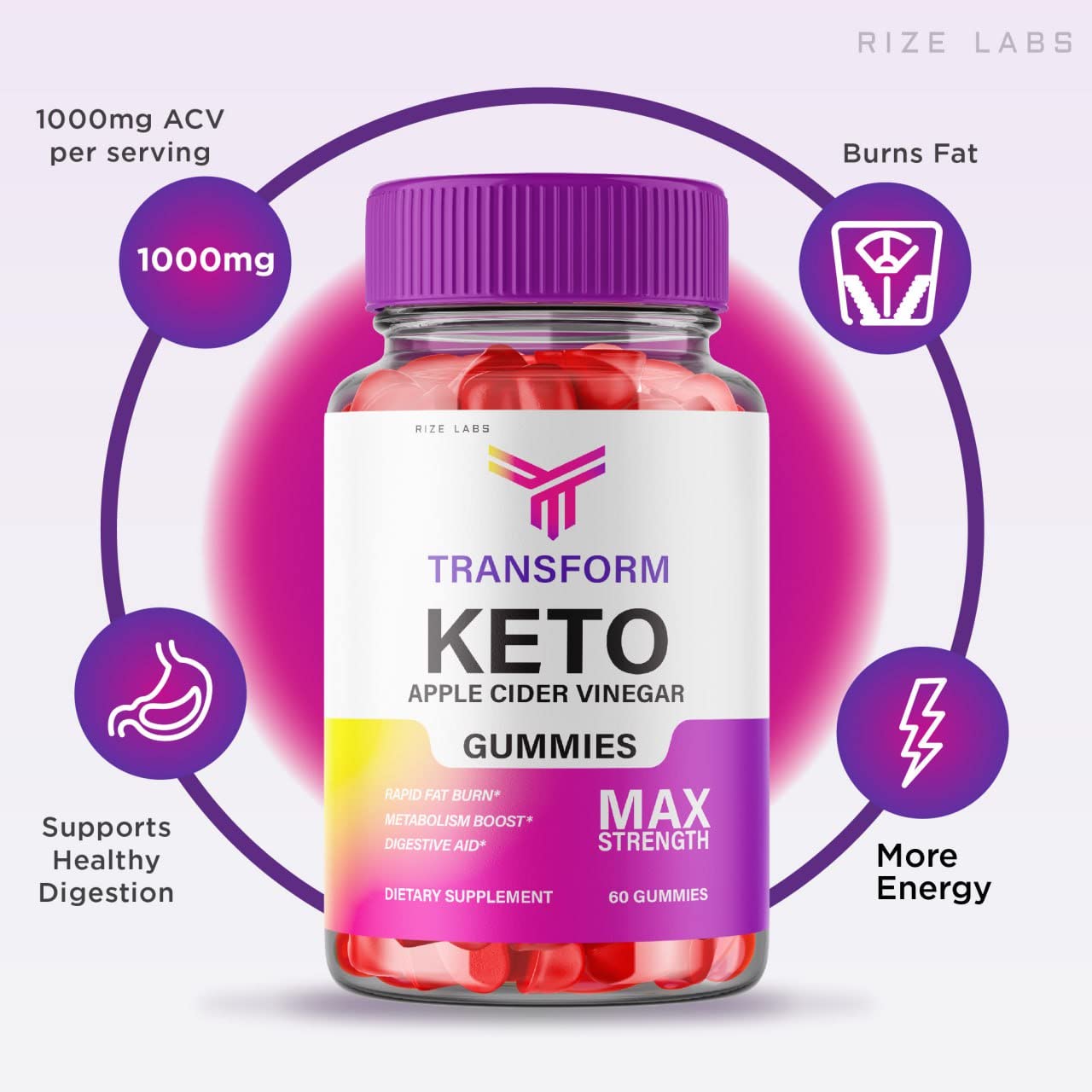 Rize Labs Transform Keto Apple Cider Vinegar (ACV) Advanced, 60 Gummies