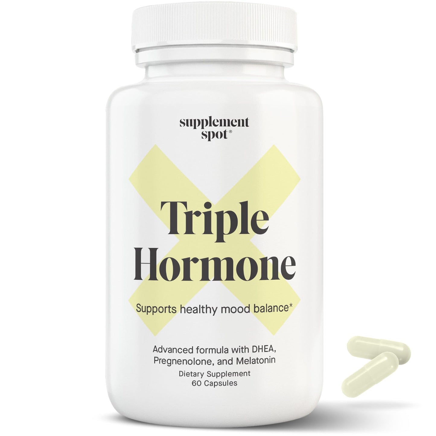 Supplement Spot Natural Mood Balance Supplement with Melatonin, DHEA & Pregnenolone, 60 Capsules