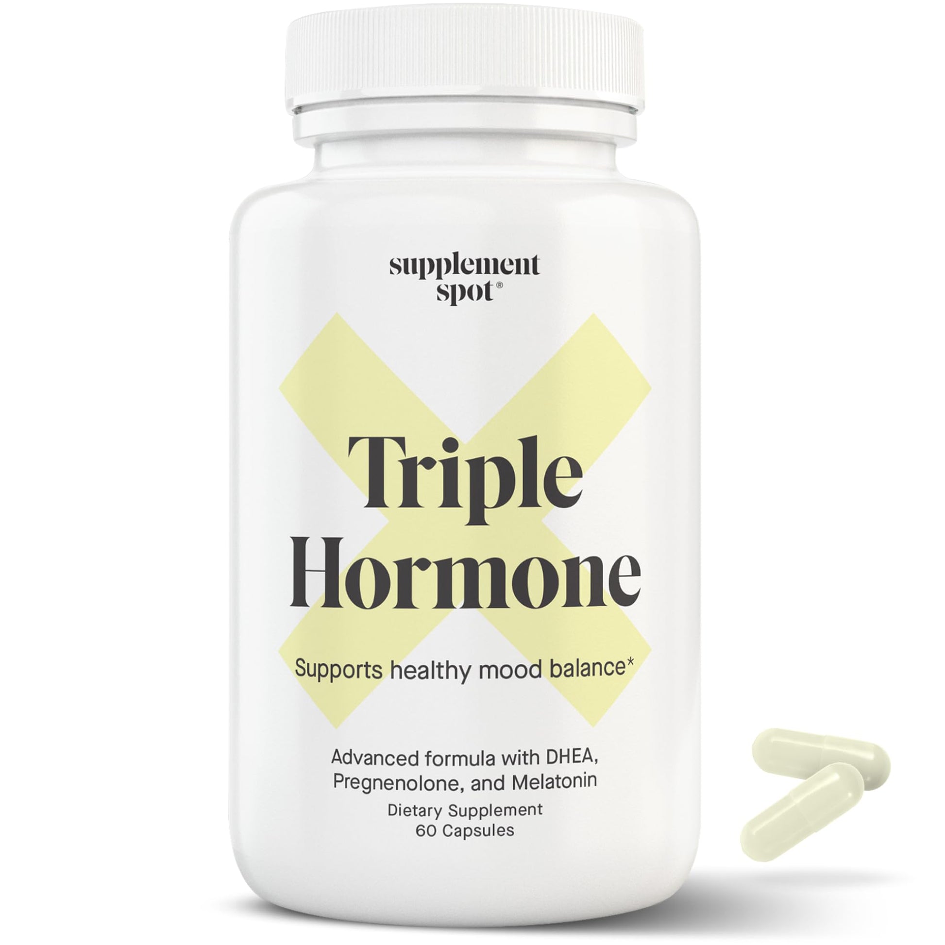Supplement Spot Natural Mood Balance Supplement with Melatonin, DHEA & Pregnenolone, 60 Capsules