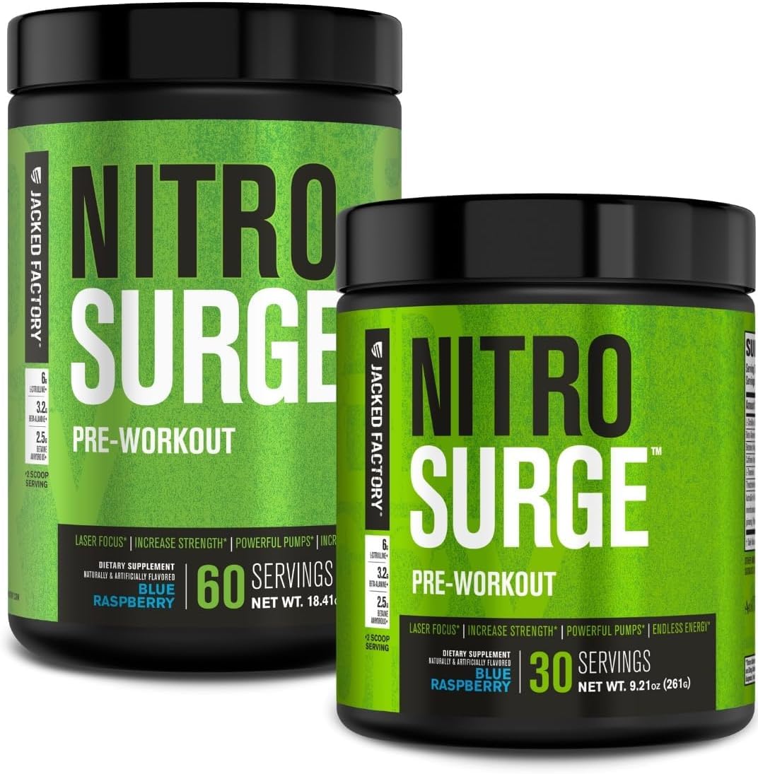 Jacked Factory Nitrosurge Pre Workout Supplement Powder, 27.51