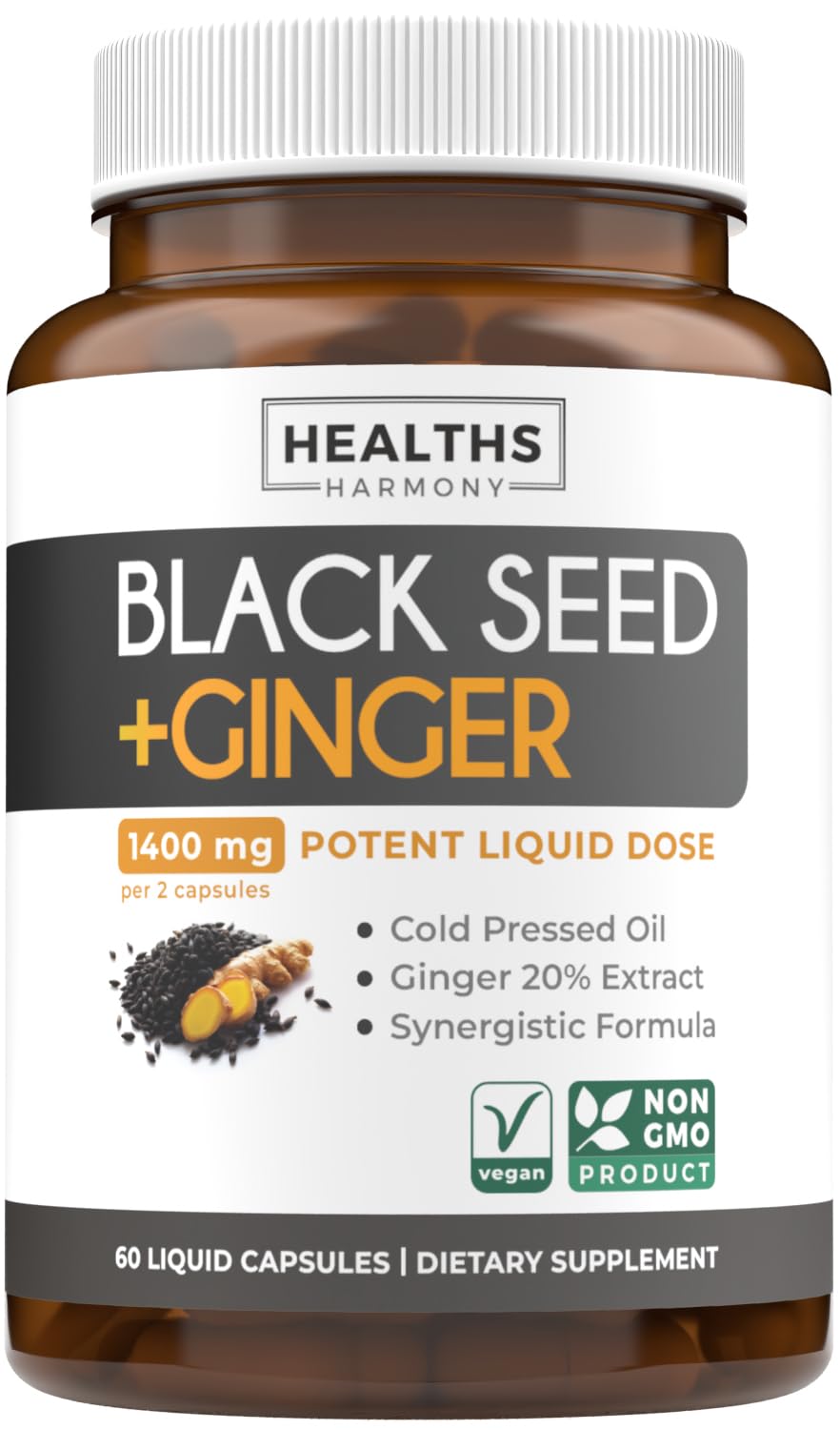 Healths Harmony Cold-Pressed Black Seed Oil Capsules, 60 Count