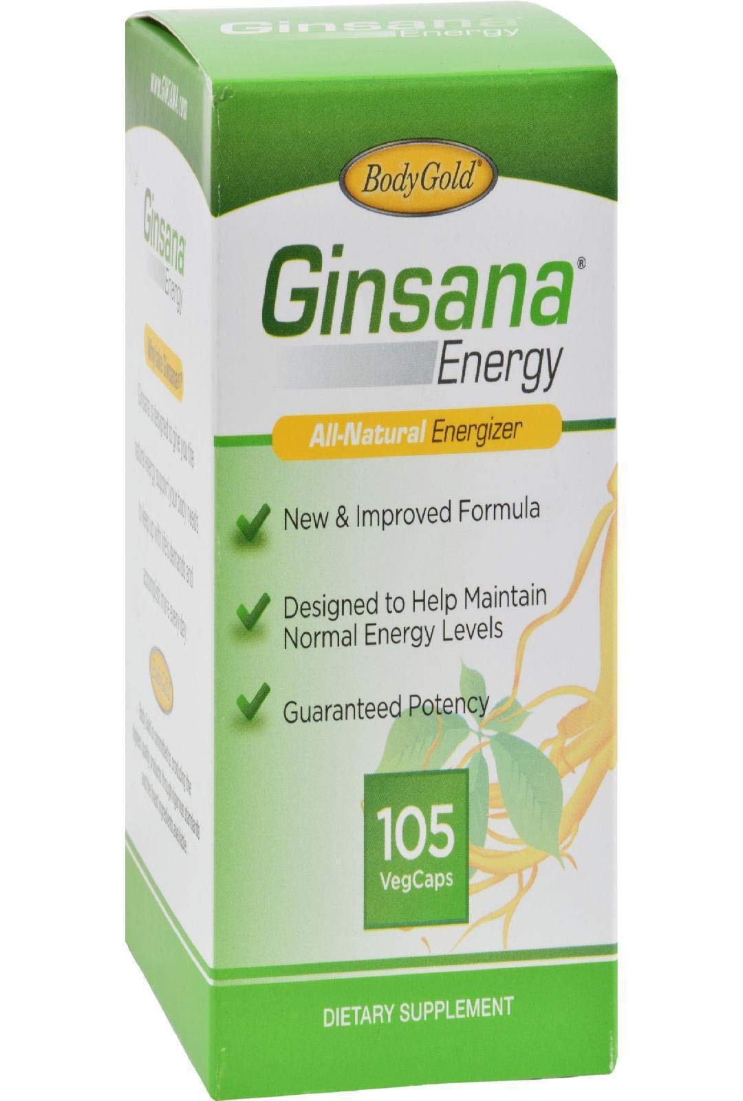 Body Gold Ginsana Energy Panax Ginseng Extract Capsule 105 VegCaps