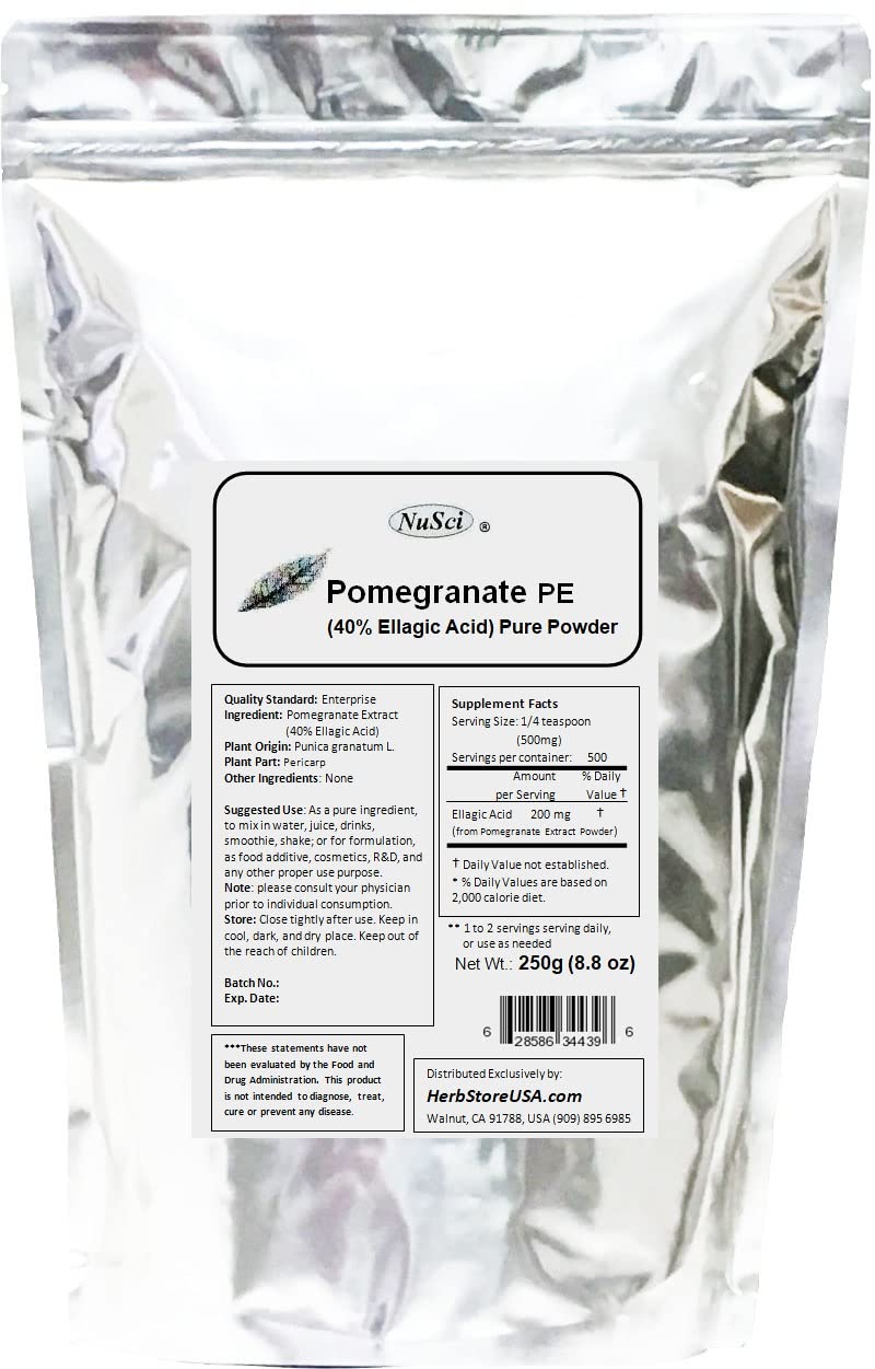 NuSci Pomegranate Extract Powder Standardized 40% Ellagic Acid, 8.8185 oz
