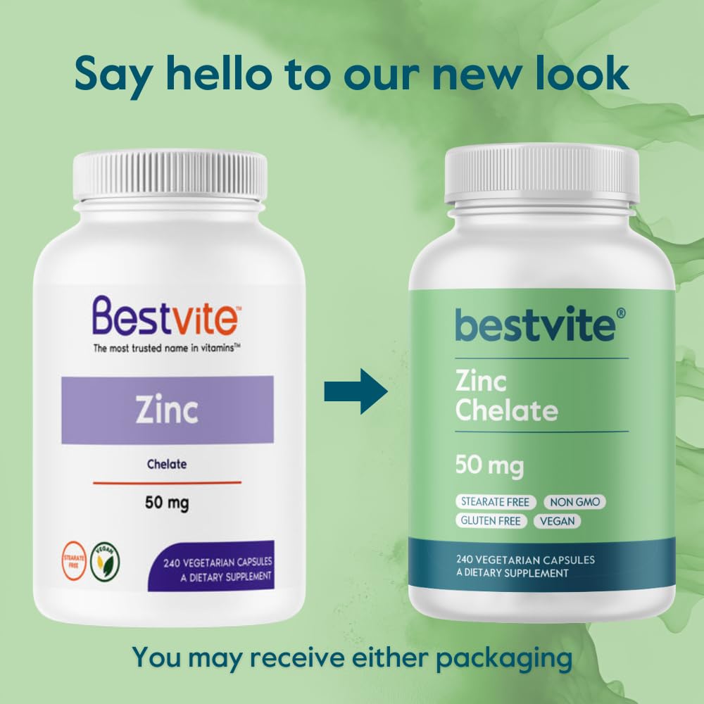 BESTVITE Zinc Chelate 50mg Capsules, 480 Count