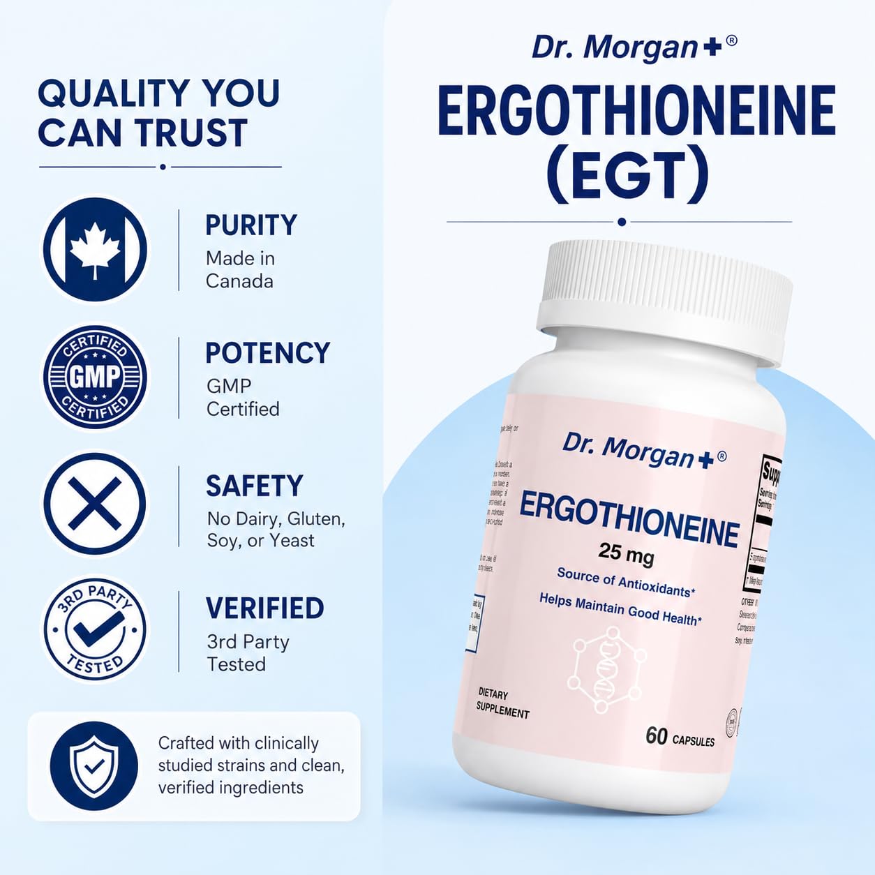 DR.MORGAN Ergothioneine Supplement (EGT) 25mg, 60 Capsules
