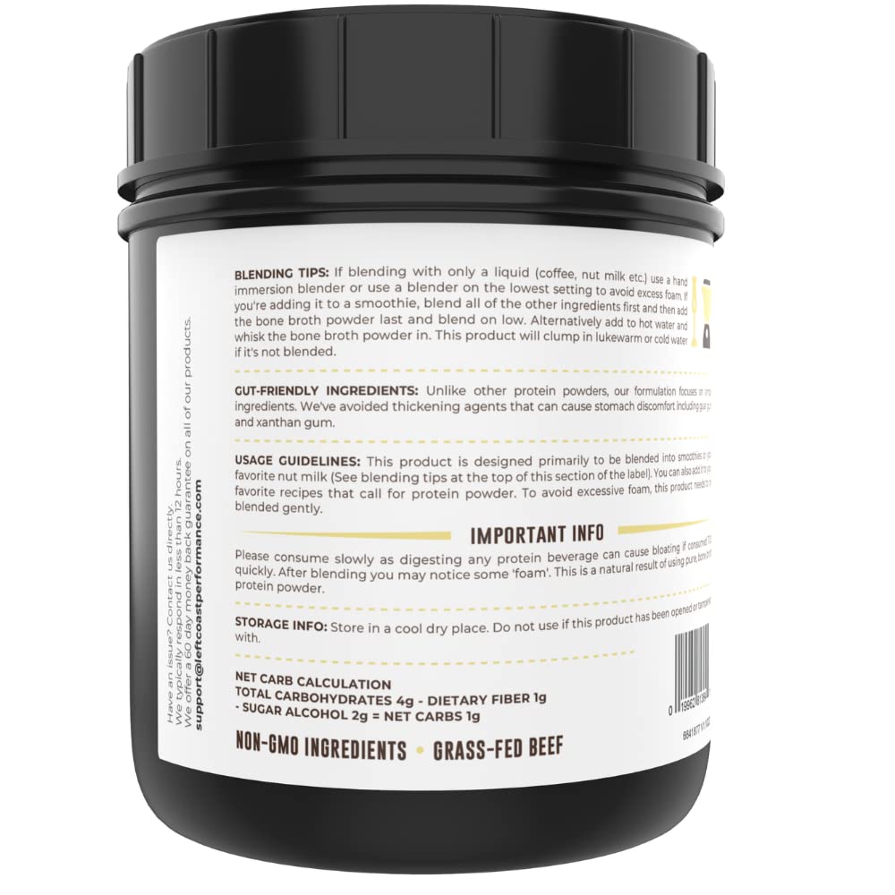Left Coast Performance Vanilla & Chocolate Bone Broth Protein Powder, 32 oz