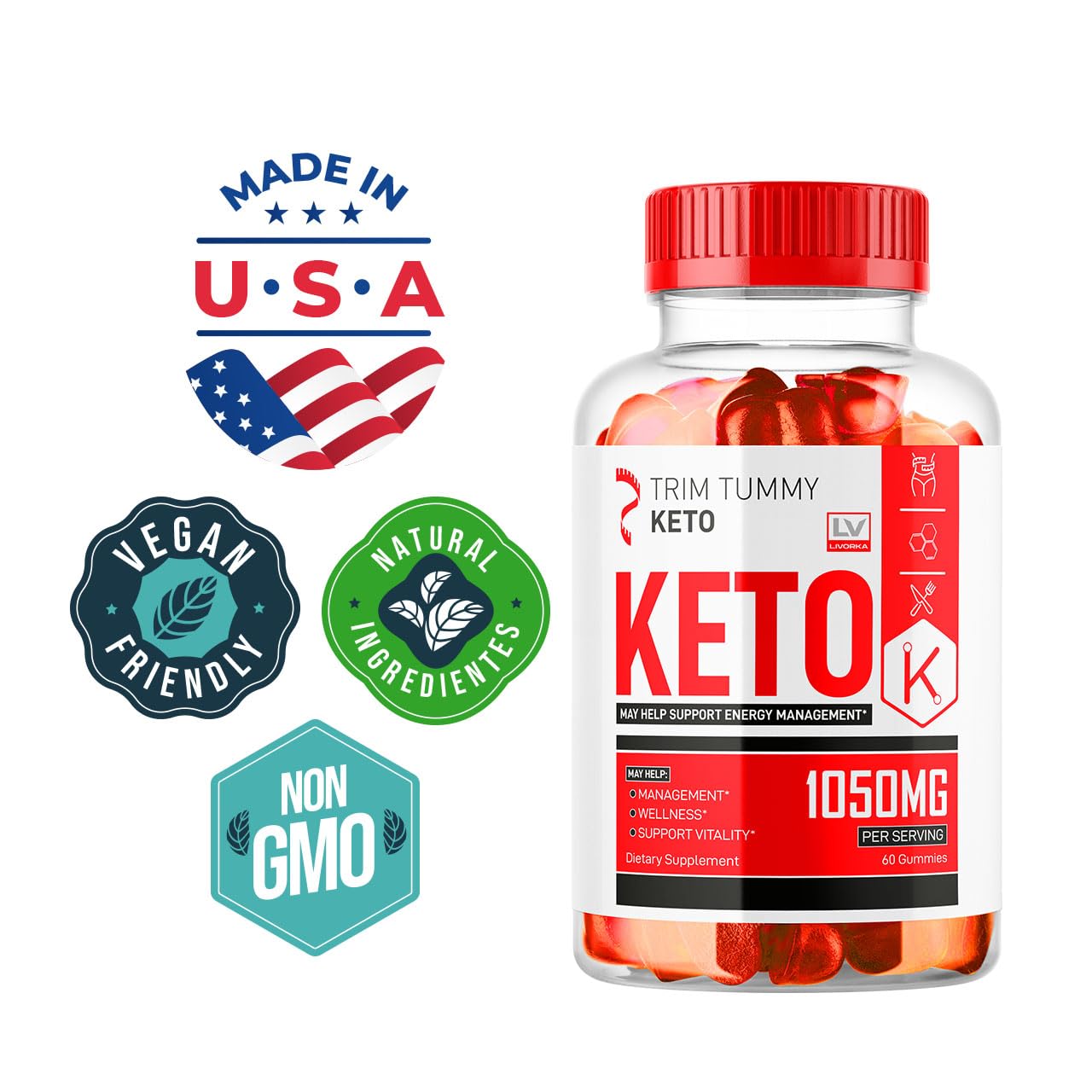 LIVORKA Trim Tummy Keto ACV Gummies 180 Gummies